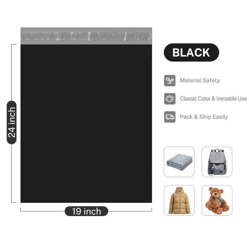 Metronic Large Poly Mailers 19x24 50PCS, Shipping Bags Envelopes Mailers with Self Adhesive Waterproof and Tear-Proof Postal Bags, Black - Image 4
